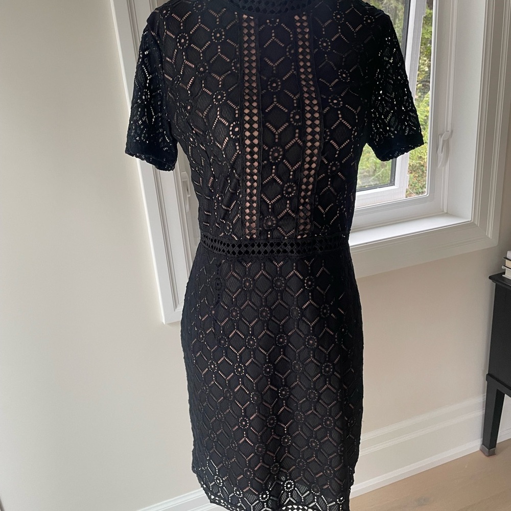 Forever 21 Black Geometric Lace Mini Dress